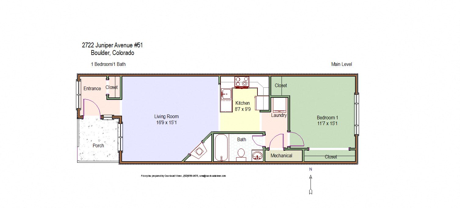 1 Bedroom 1 Bathroom Floor Plan